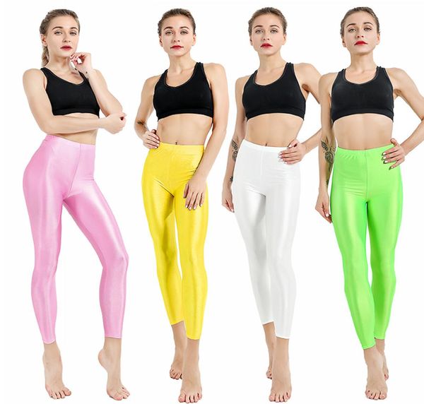 Damen Silber Metallic Shiny Laser Leder Leggings Frauen Candy Farbe Sexy Cb Punk Rock Kunstleder Leggings Leggins3785618