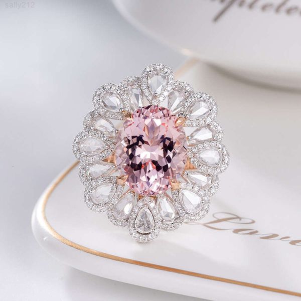 Кольца ювелирные изделия женщин роскошь настоящий 18 -километровый золотой натуральный розовый морганит алмаз колье колье колье