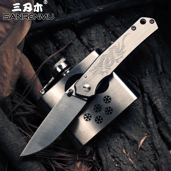 Werkzeuge Sanrenmu SRM 7129 Klappmesser 12C27 Blade Edelstahl Griff Outdoor Camping Jagd Fruchtschneidmesser EDC -Taschen -Werkzeug