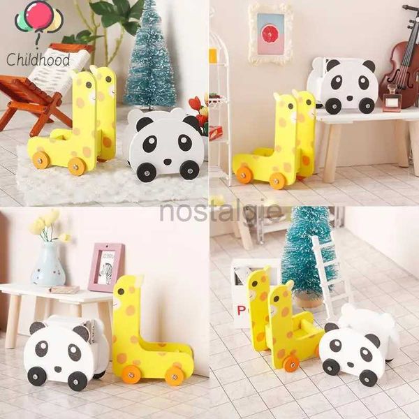 Küchen spielen Lebensmittel 1 12 Dollhouse Miniaturmöbelregal Bücherregal Aufbewahrung Display Rack niedliche Panda Giraffe Form DIY Play House Decor Accessorie 2443