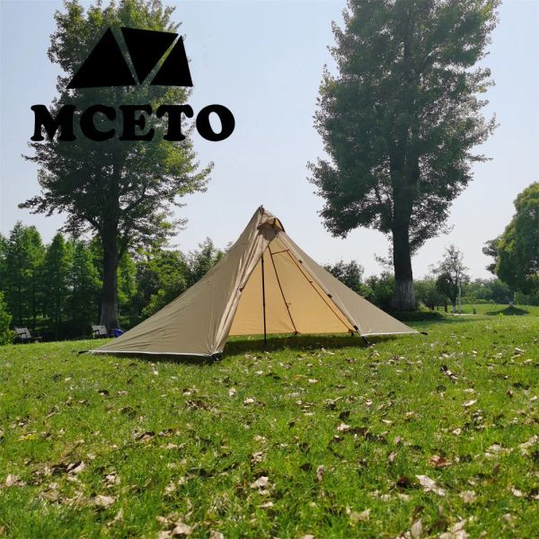 Abrigos tendas de acampamento impermeáveis ​​Ultralight Double Tiers sem haste Pyramid Tent Single One Pessoa 4 Temporada All Weather para Hunting Highking