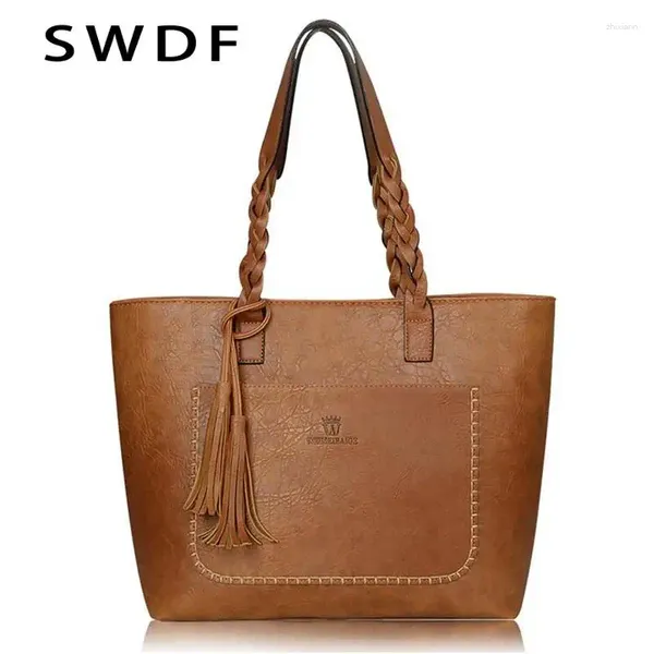 BAG SWDF 2024 National PU Leather Women Borse Bolsas Mujer Grande sponnetti vintage Basse a spalle per acquisti Shopping Borse Sac un principale