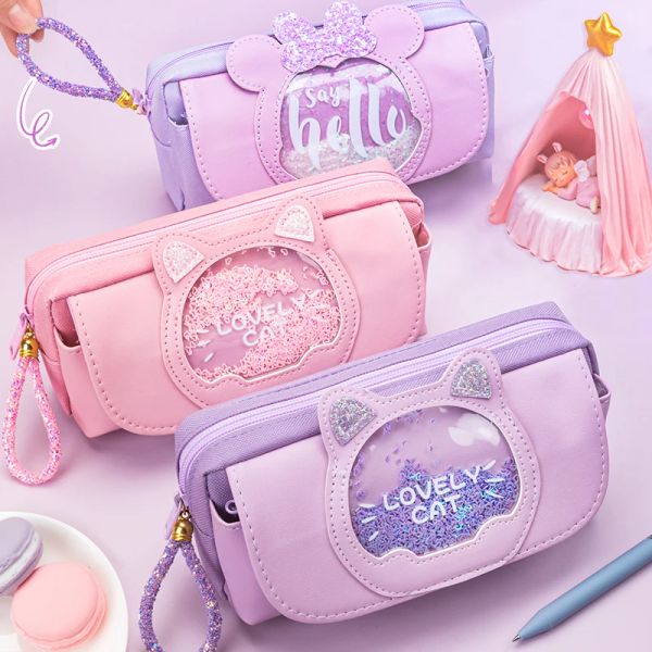 Bolsas Kawaii Lápis Caixa de lápis Cute de grande capacidade de largura Multifunctiona lápis Case de caneta de caneta para meninas menino