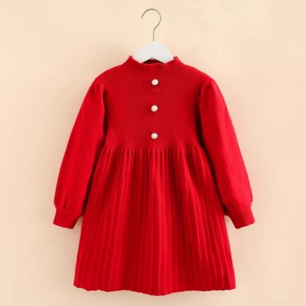 Inverno caldo 3 4 5 6 7 8 9 10 12 anni BAMBINI Anno di Natale Birthday Princess Red Knitted Dress per bambini per bambini 240403