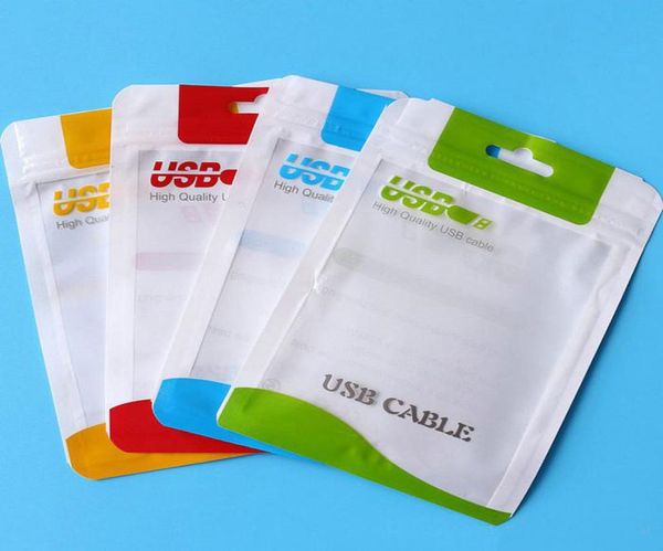 Transparente branco plástico poli sacos opp embalagem zíper bloqueio pacote acessórios pvc caixas de varejo alças para cabo usb caso celular wa8121626