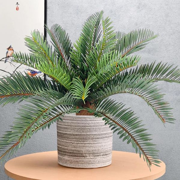 Fiori decorativi 45 cm 21 foglie piante di palma artificiale finta albero di cocco in plastica sago cycas outdoor tropicale per arredamento per giardini domestici