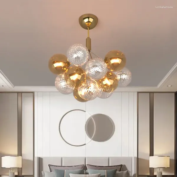 Люстры многоцветный стеклянный шарик Lampara Colgante Techo светодиодные подвесные светильники для гостиной спальни