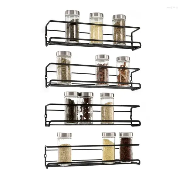 Cucina deposito da cucina 4 pezzi Organizzatore a parete Organizzatore a strato singolo Metal Stagion Hanging Spice Rack per il bagno per il ristorante domestico