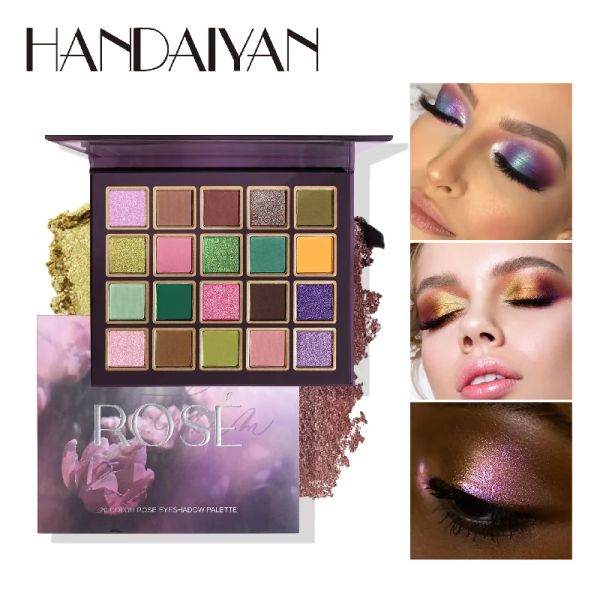 Sombra 20 Paleta de sombra colorida Paleta Rose Matte Glitter Sombra Imper impermeável Diário Green Purple Shimmer Eyeshadow Eye Makeup Cosmético