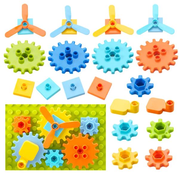 Große Teilchen Bausteine Kinder Puzzle Drehung Maschinenausrüstung Montage DIY Bildungsspielzeug Kinderbesetzung Accessoires