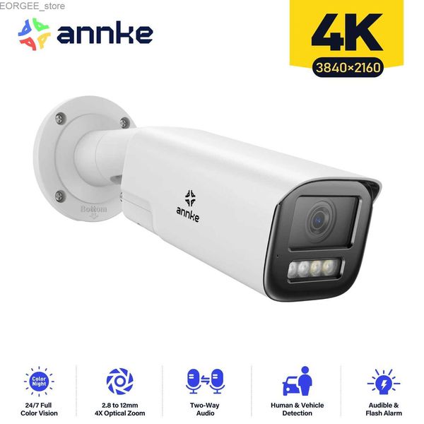 Altre fotocamere CCTV Annke 4K Smart Light Super HD POE Network PTZ IP Security Camera con 2,8-12 mm H.265+ telecamera IP Rilevamento di veicoli umani Y240403