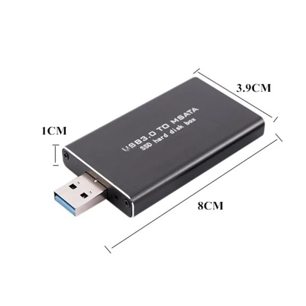 MSATA zu USB 3.0 Festplattengehäuse Aluminiumlegierung externe Festkörperdiskbose MSATA -Falladapter für 30*30 50*30 MSATA SSD