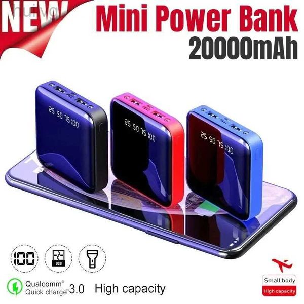 Banche di alimentazione del telefono cellulare Mini Power Bank Portable 20000MAH addebitato rapido PowerBank LED Display HD Caricatore a batteria esterna a due vie per telefono 2443
