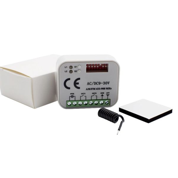 Universal RX Multi Frequência 300-900MHz Receptor 2CH CA/DC 9-30V Módulo de relé para controle remoto da porta de garagem 433.92MHz 868MHz