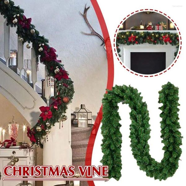 Flores decorativas 1.8m de natal rattan artificial plant wreath stairs decoração plantas penduradas ornamento para casa