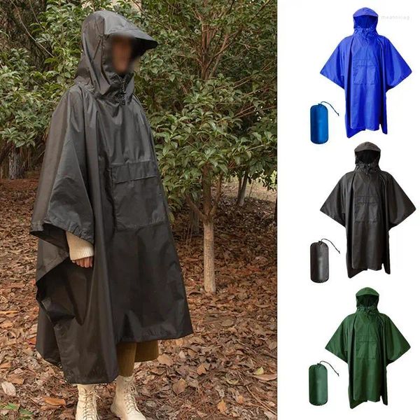 Regenmantel im Freien mit Kapuze Regen Poncho wasserdichte tragbare Jacke Regenbekleidung für Reisebereich Camping Pendeln Outdoor Accessoire