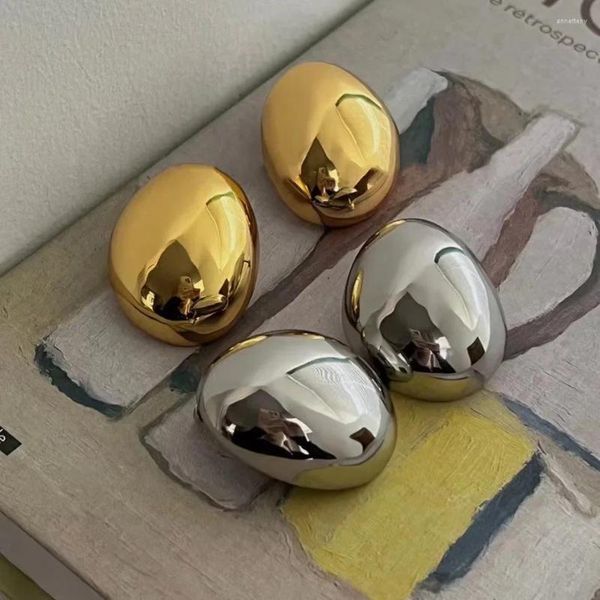 Bolzenohrringe Goldfarbe Big Ball Halbkreis dicker C-förmiger hohl minimalistischer Retro unregelmäßige Kugel Stollen Chic für Frauen Schmuck