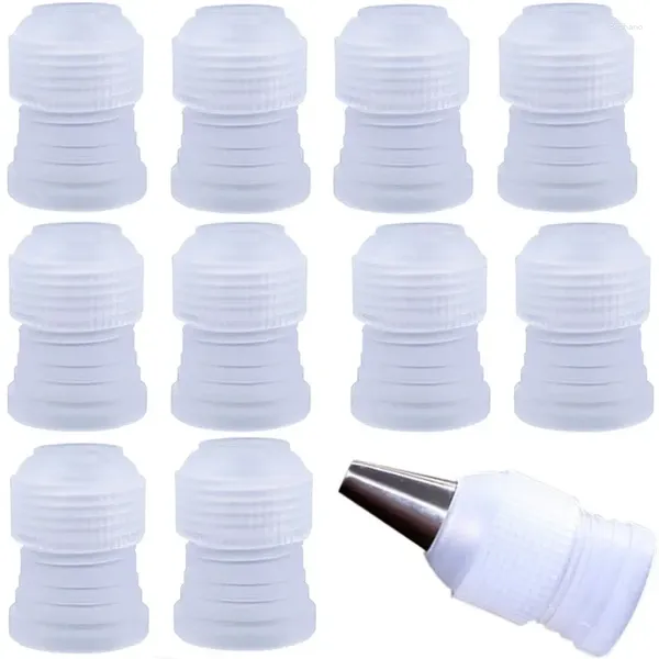 Ferramentas de cozimento 10pcs/lot plástico decorando o adaptador de confeitaria Dicas de confeccionador de confeiteiro Conjuntos de bicos de conector Decoração de bolo Decoração