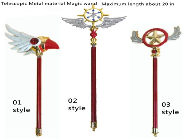 Teleskopisch Metallmaterial Magie Zauberstab Sakura Kinomoto drei Style Cardcaptor Sakura Cosplay Requisiten Maximale Länge etwa 20 in8490315