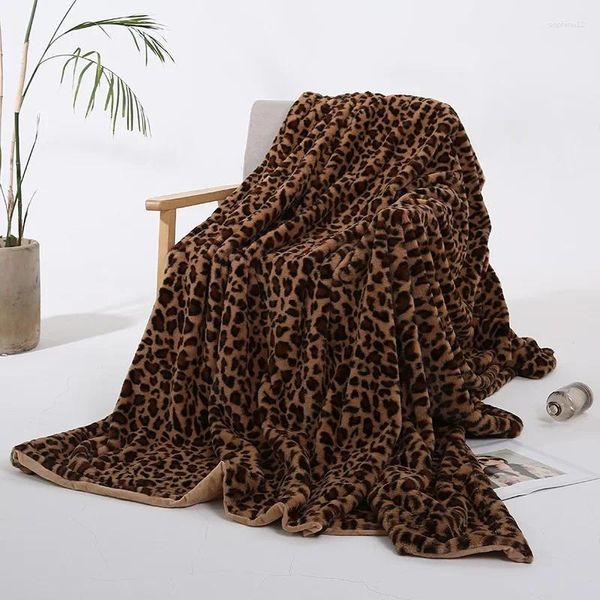 Coperte Ultima stampa leopardo coperta a doppia faccia in velluto divano in cristallo in cristallo piccolo throw160x200 Office di condizionamento