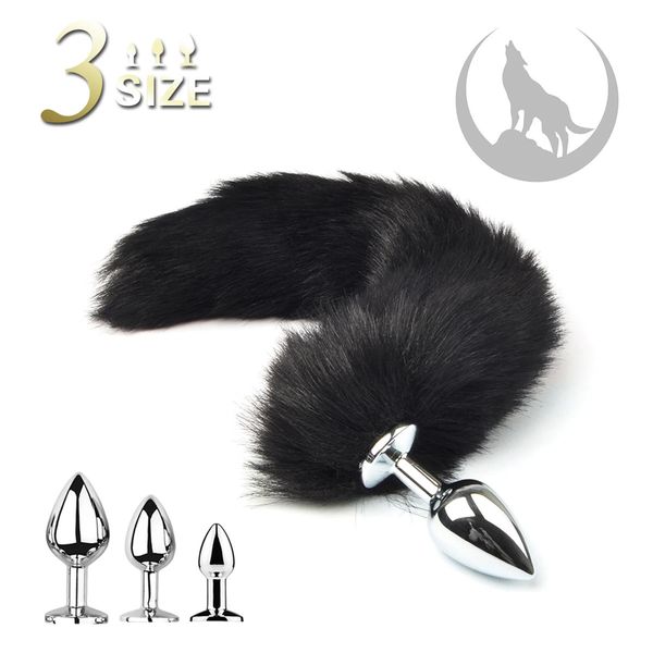 1PCS BDSM TRÊS TAMANHO DOM TAIL Anal Plug Plug Roleplaying Jogos de sexo Homens e mulheres Toys 240403