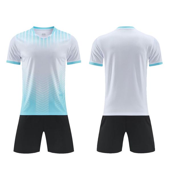 Custom Fußball -Trikot -Uniform leeres Kurzarm -Fußballhemd Sublimated Football Shirts Blau Weiß rot