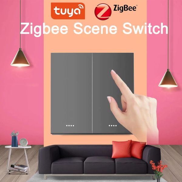 Steuerung Tuya 6 Gang Zigbee Wireless 18 Szenario Smart Switch Pushtasttaste -Controller App Control Keyboard Szene Aufkleber Panel Smart Life Smart Life