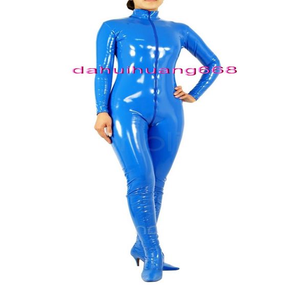 Costumi per il corpo in PVC blu unisex costumi di cassa blu lucida costumi di cassuit unisex sexy pvc body costumi leootard frontale lunghi z4794752
