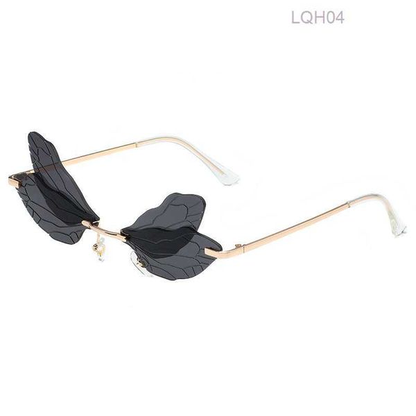 Designer Luxury Sunglasses Personality Dragonfly Wings Sunglasses Sun dance Show de dança exagerada Gladiente de sol Inses