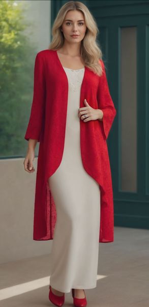 Eventi per feste di nozze abiti da abito per madre per la madre abito da sposa a due pezzi a maniche lunghe chiffon chiffon personalizzato più taglie o pizzo rosso