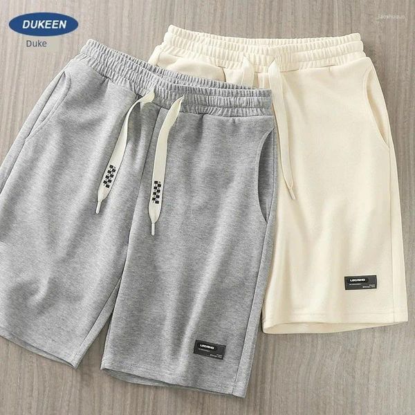 Calças masculinas em shorts casuais americanos para o verão High Street Loose Sports Capris Cinza Trendência Sanitária de malha cinza