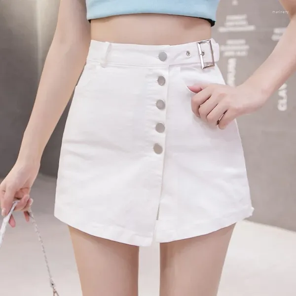 Женские шорты мода летние мини -юбки для юбки женская одежда Девушка повседневная высокая высокая талия джинсовая джинсовая газета.