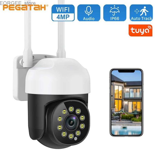Другие камеры видеонаблюдения 2K Tuya Wireless Outdoor Camera 4x камеры наблюдения Zoom с двухсторонней аудио IP-камерой Wi-Fi для защиты безопасности умного дома Y240403