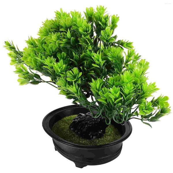 Flores decorativas Bonsai Artificial Pine Tree Tree Faux em vasos de desktop para desktop Falsa Convidado de convidado