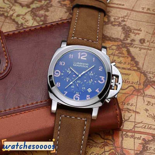 Luxury Watch Top Luxury Brand Moda Masculino Assista a Correia de couro Data multifuncional marina casual Os relógios de pulso impermeabilizados automáticos de aço inoxidável automático