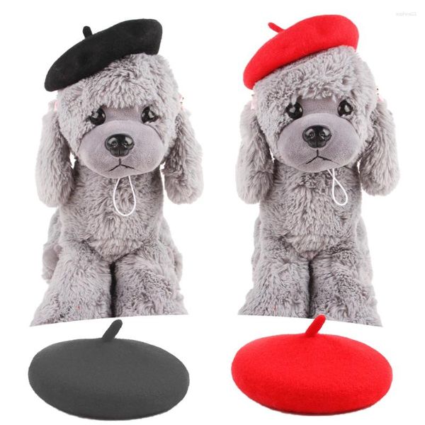 Vestuário para cães pet boinha de lã de lã cor de cor sólida mini gato decorativo po headwearwarwar modearmial natal de luxo gigantes