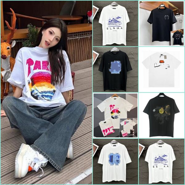 Designerinnen Frauen Frauen Baalencaigalies T-Shirt-Shirt Drucken kurzärmelötziger ungezwungenes Ehepaar Sweatshirt Briefbetter Pure Cotton Asian Size S-3xl