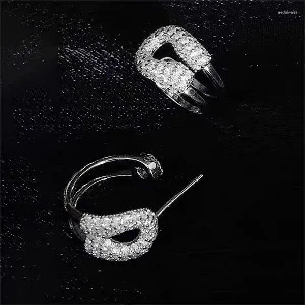 Orecchini a bottone coreano Ins semplice spilla piena di diamanti 925 ago in argento di nicchia stile designer regalo di compleanno squisito e unico