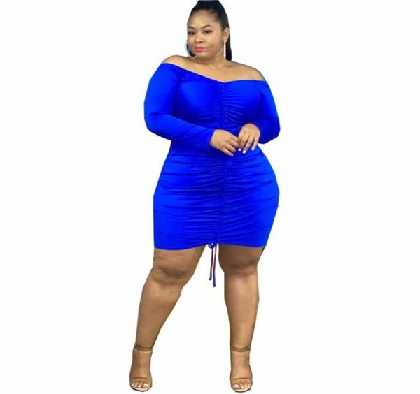 Africano plus size women039s moda longsleeeved onenecksting vestido de cordão de outono e modelos de inverno european americano sexy part3861371