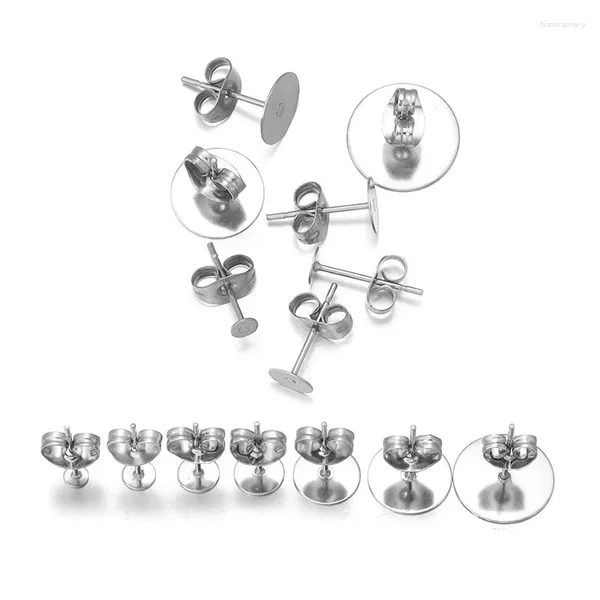 Bolzenohrringe 20/100pcs Edelstahl -Ohrring -Bolzen leere Post -Basis -Stifte mit Ohrrücken -Stecker Erkenntnis