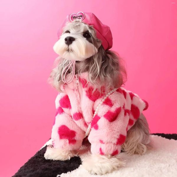 Abbigliamento per cani abiti da cucciolo per cani giacca in pile calda inverno costume rosa dolce piccolo chihuahua orsacchiotto