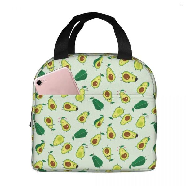 Dink Stove Cute Avocado Lunch Bag isolato con compartimenti riutilizzabili tote manico portatile per la scuola per picnic per bambini