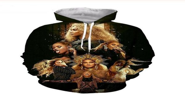 Queen Beyonce Sweatshirts Jackets capuz Homens Mulheres moletons 3D Marca masculina Male de manga longa Pulloves casuais PLUS SIZER RR03103153279