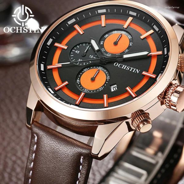 Avanadores de pulso Ochstin Modelo 2024 Business Light Lugend Style Legend Series Multifunction Quartz Movement Watch Men's