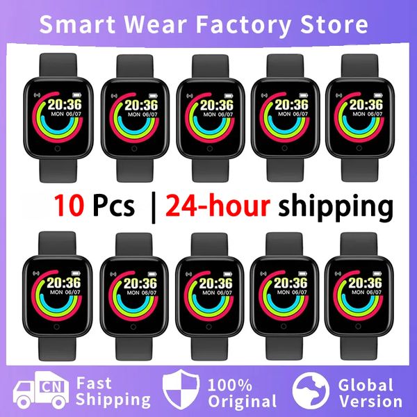 Atacado 10 PCs Y68 Smart Watch for Xiaomi Huawei Bracelet Men Women D20 Smartwatch Relógio Eletrônico Monitor de fitness Birthday Birthday Birthday