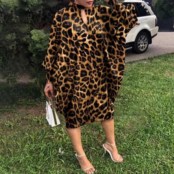 Frauen Kleid Kleider Fledermaushülle Party Abendkleider Mode große lose Leopard Midi Sexy Midcalf Sundress Robe 240403