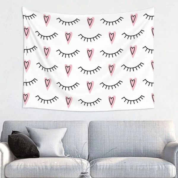 Tapeçarias Olhos Cílios Tapeçaria Parede Pendurada Tecido Impresso Coração Fantasia Cobertor Decoração de Quarto 95x73cm