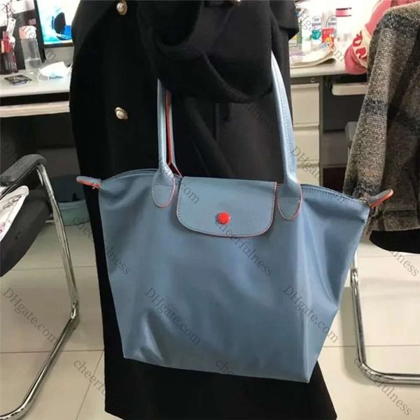 Klasik katlanabilir hamur tatlısı çanta yüksek kapasiteli su geçirmez naylon işlemeli moda omuz çantası çanta anne tote kadın çantası