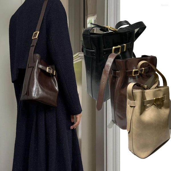 Duffel Çantalar solmuş çapraz kova çantası İskandinav minimalist orijinal deri retro yağı balmumu kadın kovboya tek omuz