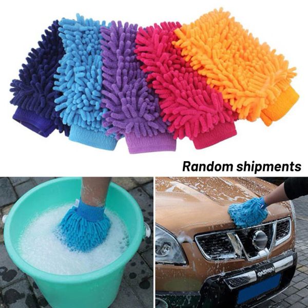 Luvas de lavagem de carros de microfibra Chenille impermeável Mitt Cleaning Toalha Luvas de Cera de Cera Ferramenta de Limpeza de Cruscos de Crave